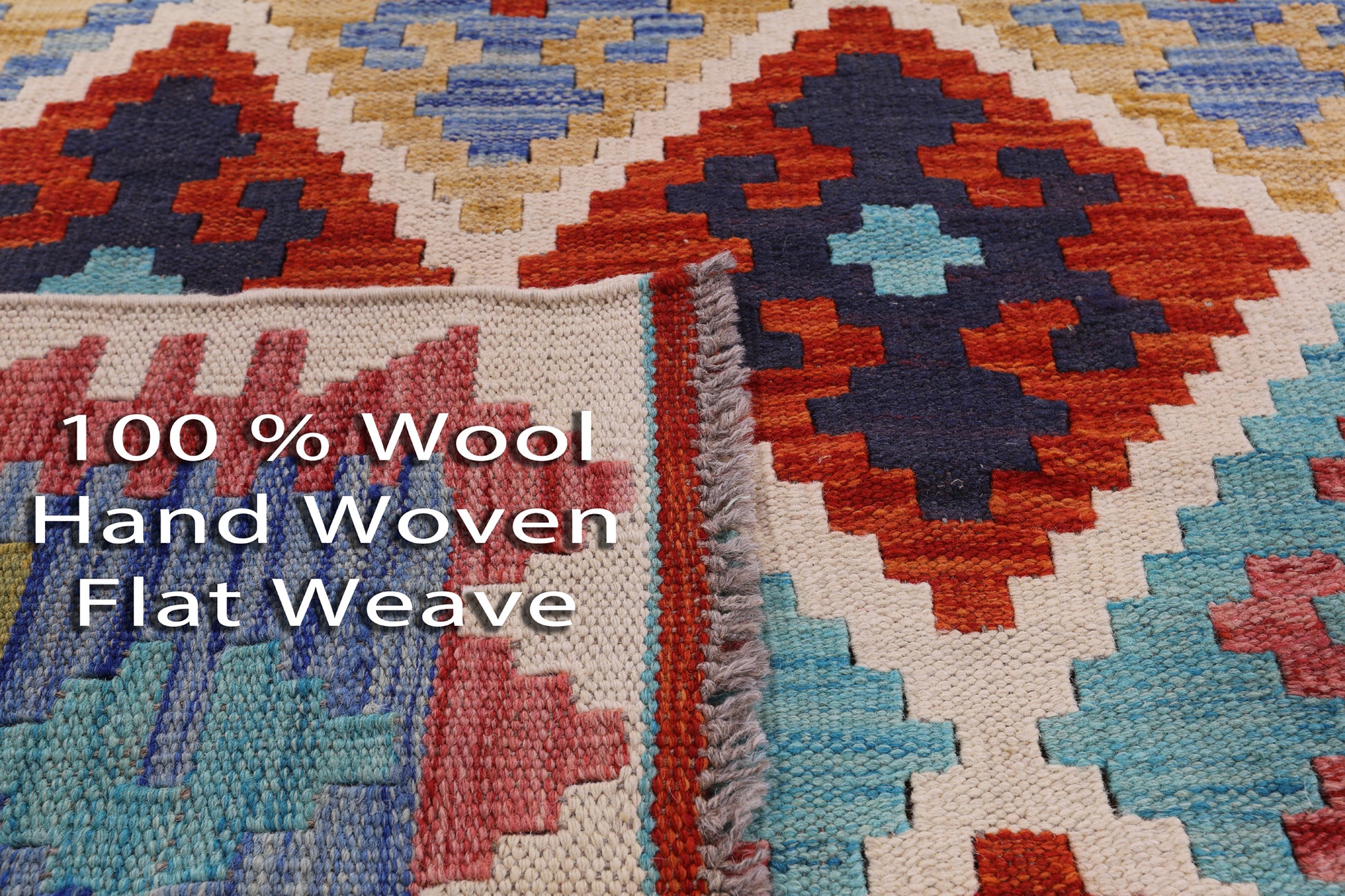 Reversible Kilim Flat Weave Wool On Wool Rug - 4' 5" X 6' 1" - Golden Nile