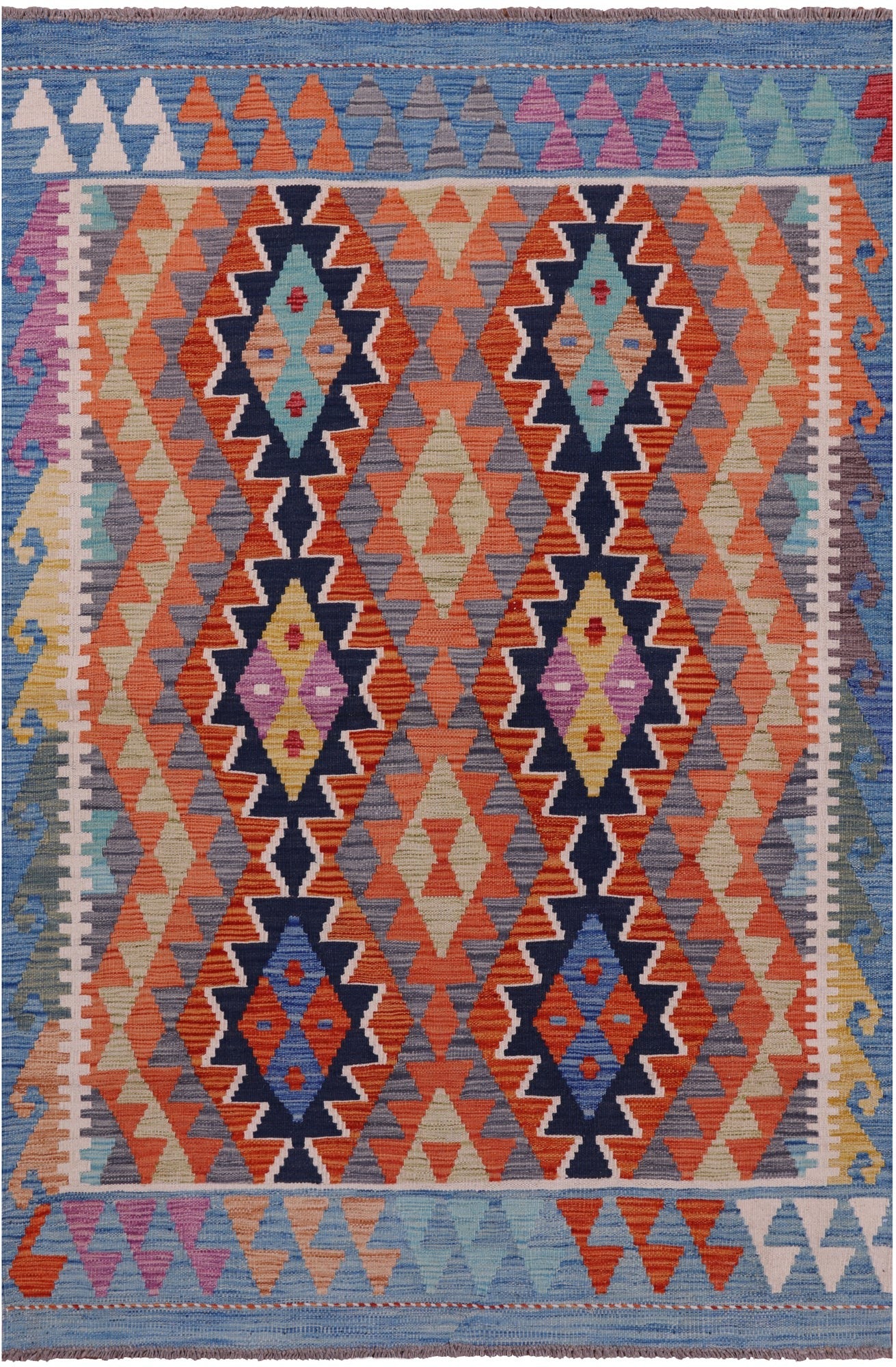 Reversible Kilim Flat Weave Wool On Wool Rug - 4' 4" X 6' 4" - Golden Nile