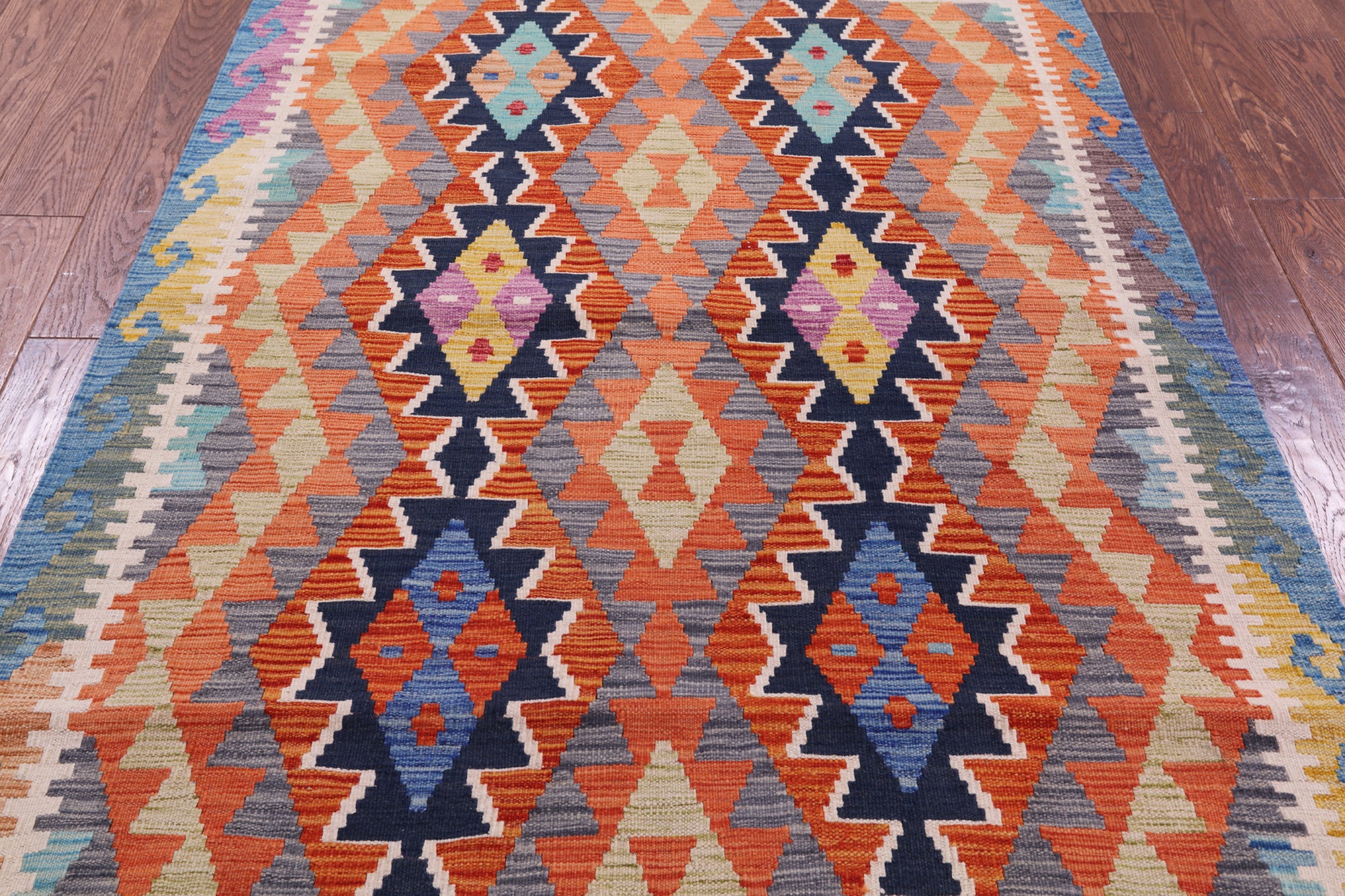 Reversible Kilim Flat Weave Wool On Wool Rug - 4' 4" X 6' 4" - Golden Nile