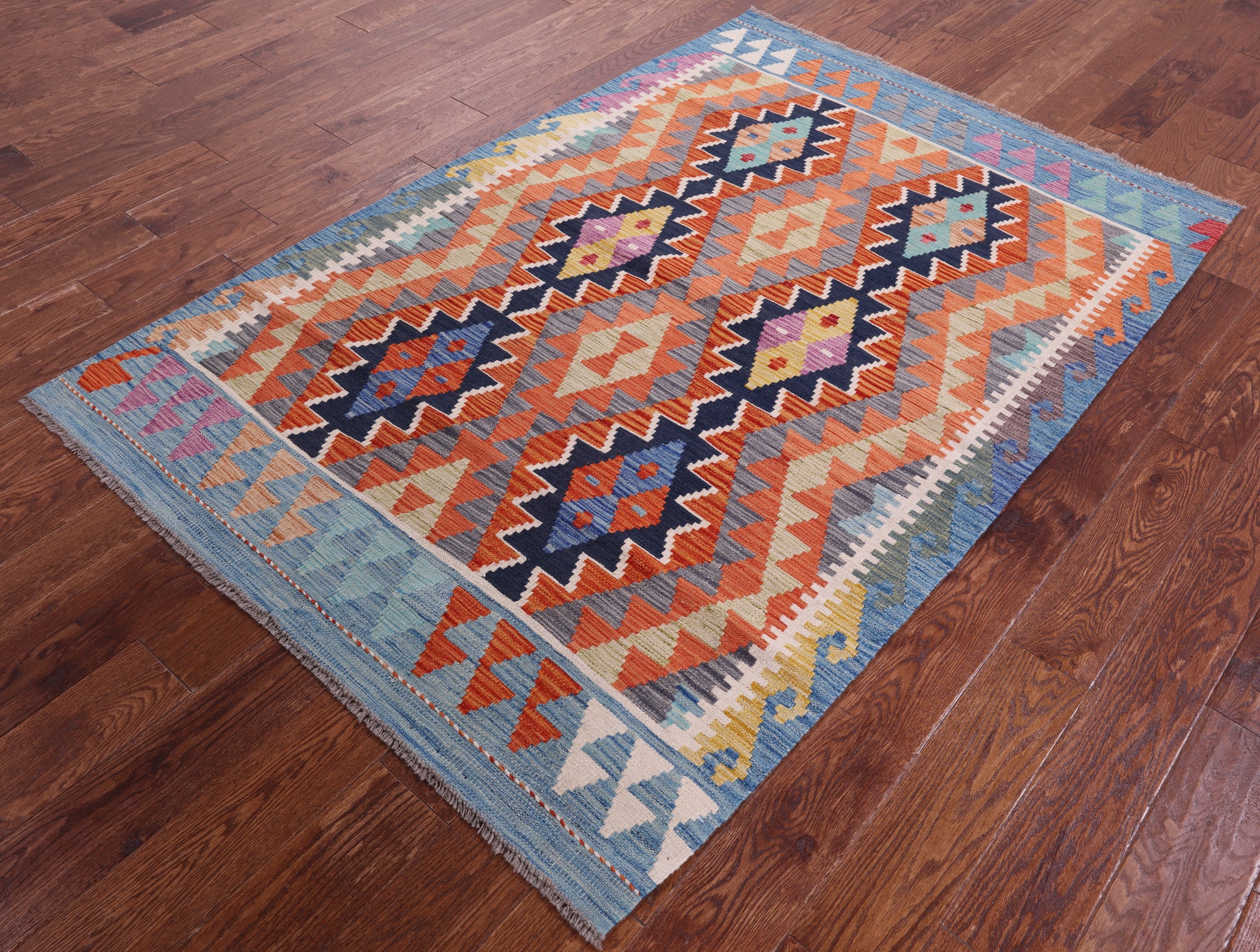 Reversible Kilim Flat Weave Wool On Wool Rug - 4' 4" X 6' 4" - Golden Nile