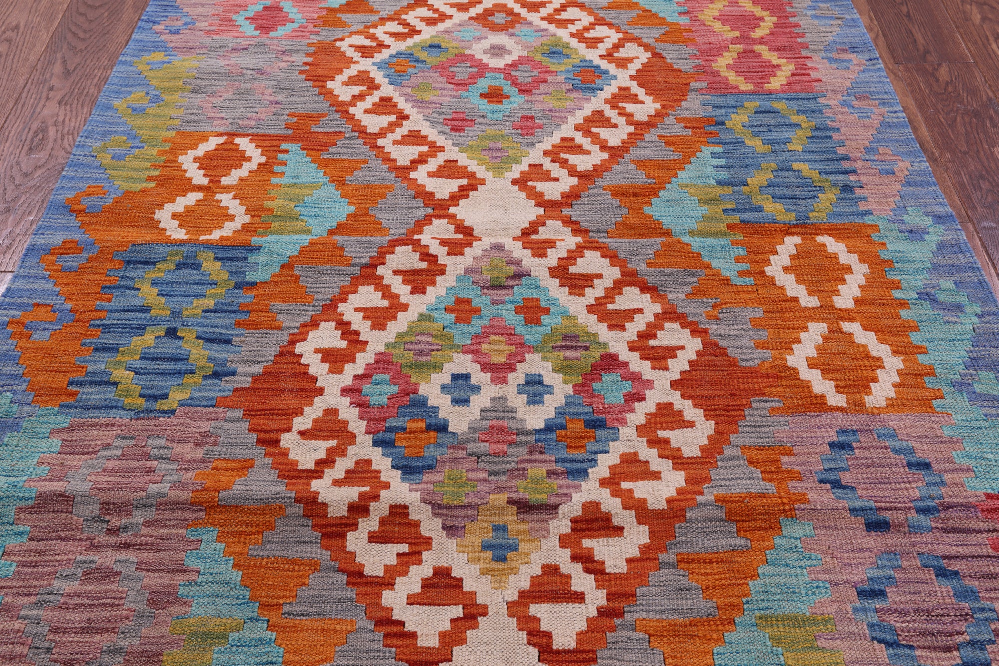 Reversible Kilim Flat Weave Wool On Wool Rug - 4' 1" X 5' 8" - Golden Nile