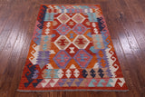 Reversible Kilim Flat Weave Wool On Wool Rug - 3' 10" X 5' 5" - Golden Nile