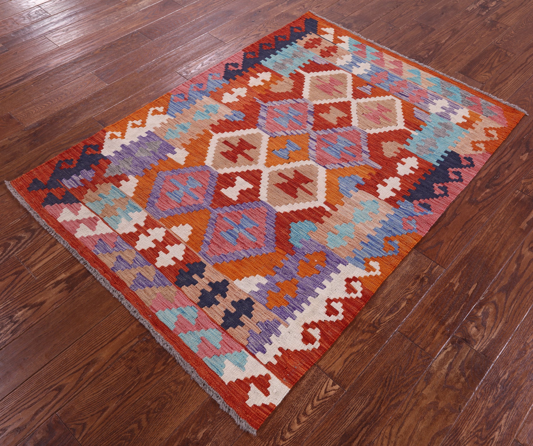 Reversible Kilim Flat Weave Wool On Wool Rug - 3' 10" X 5' 5" - Golden Nile