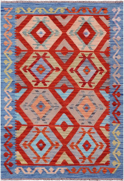 Reversible Kilim Flat Weave Wool On Wool Rug - 3' 3" X 4' 8" - Golden Nile