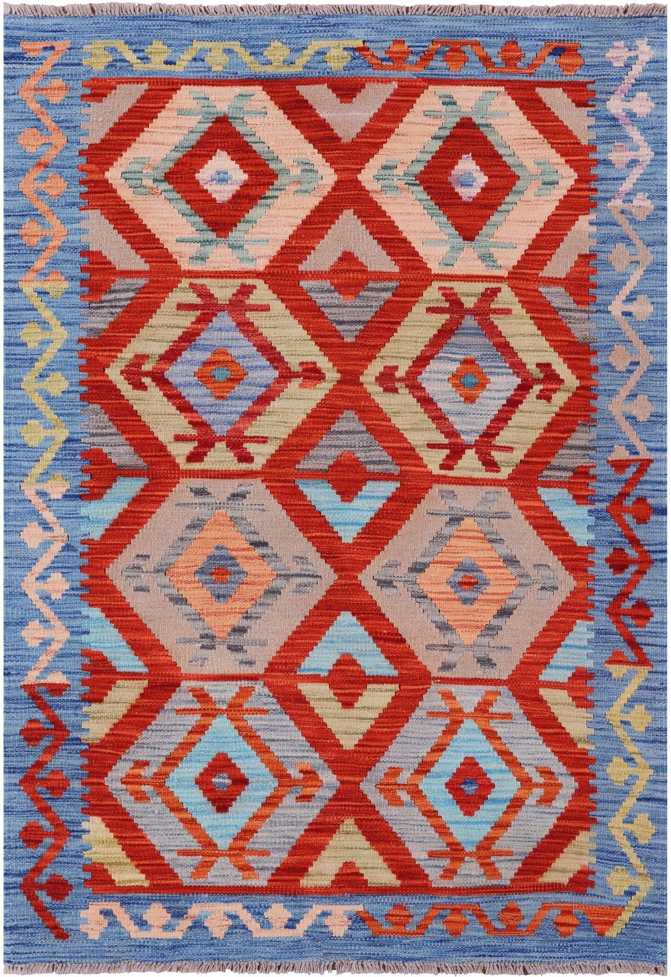 Reversible Kilim Flat Weave Wool On Wool Rug - 3' 3" X 4' 8" - Golden Nile
