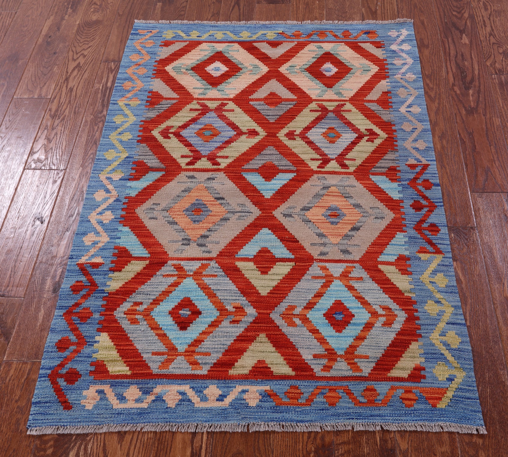 Reversible Kilim Flat Weave Wool On Wool Rug - 3' 3" X 4' 8" - Golden Nile