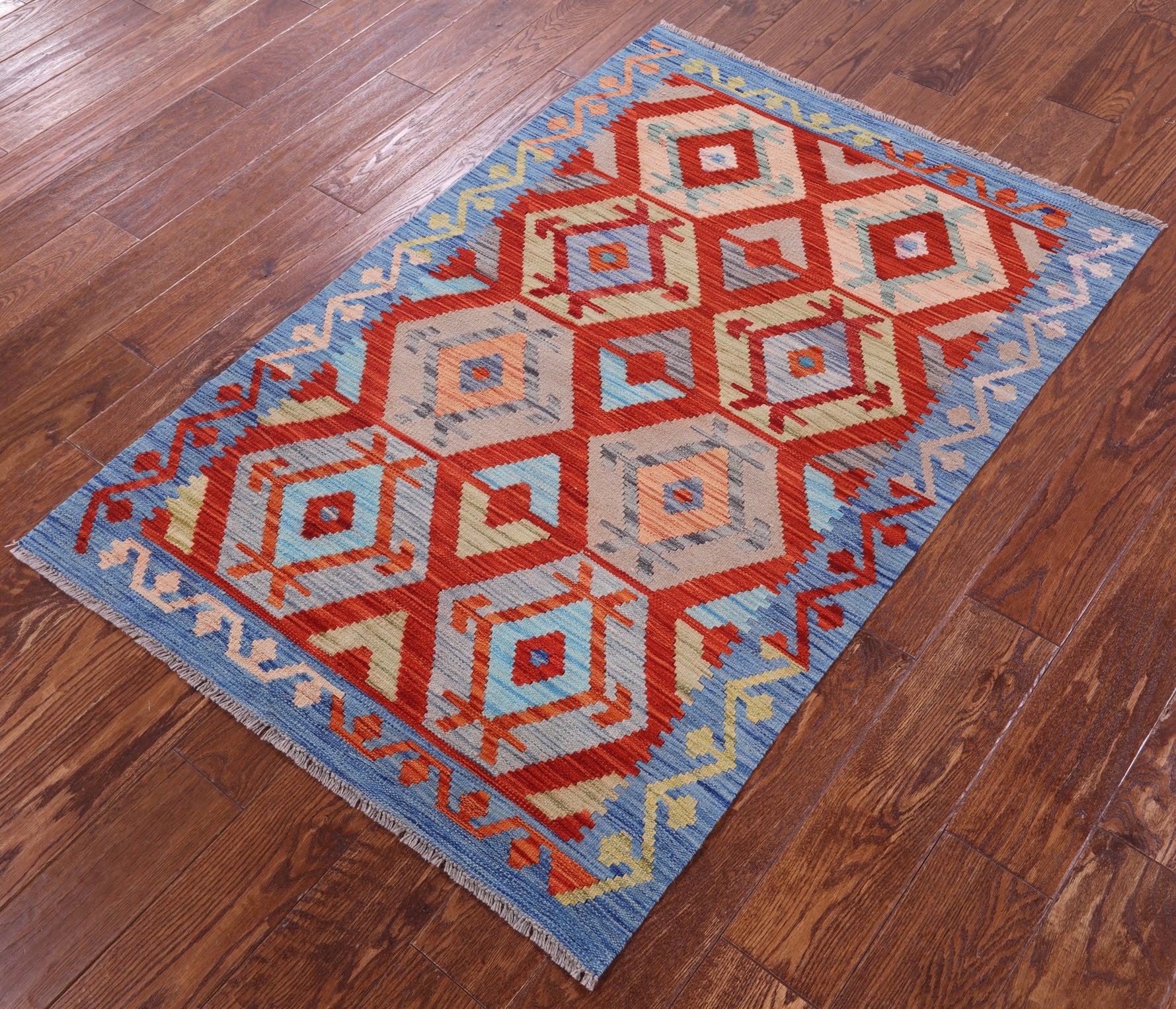 Reversible Kilim Flat Weave Wool On Wool Rug - 3' 3" X 4' 8" - Golden Nile