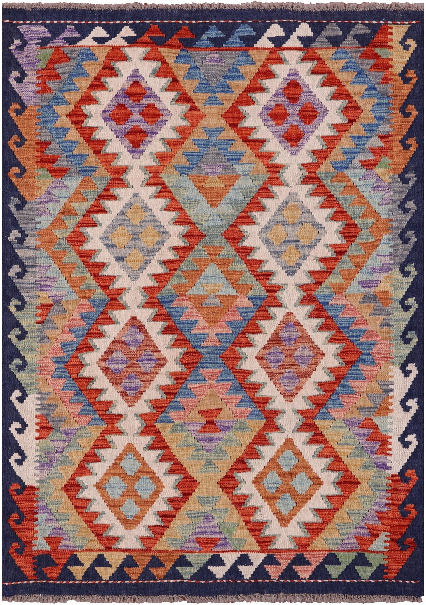 Reversible Kilim Flat Weave Wool On Wool Rug - 3' 8" X 5' 1" - Golden Nile