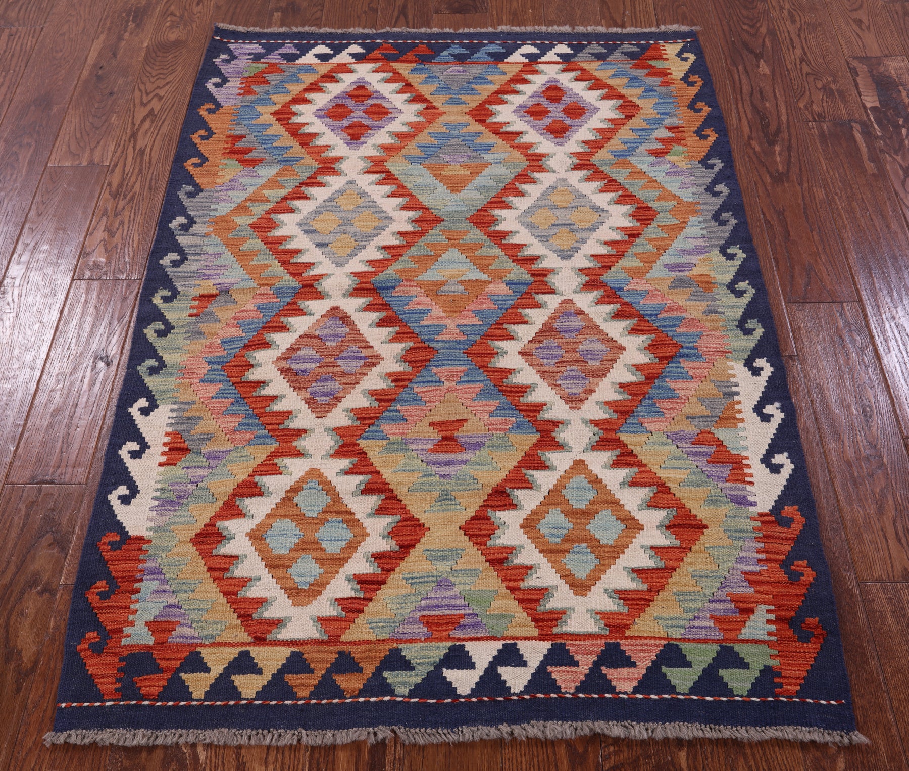 Reversible Kilim Flat Weave Wool On Wool Rug - 3' 8" X 5' 1" - Golden Nile
