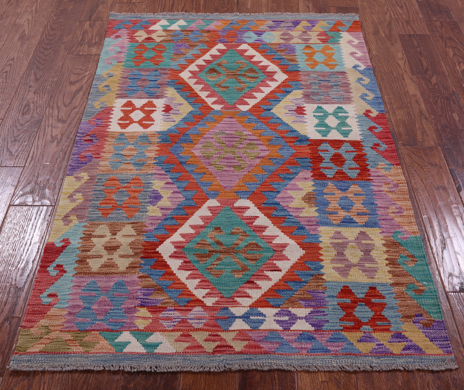 Reversible Kilim Flat Weave Wool On Wool Rug - 3' 3" X 4' 11" - Golden Nile