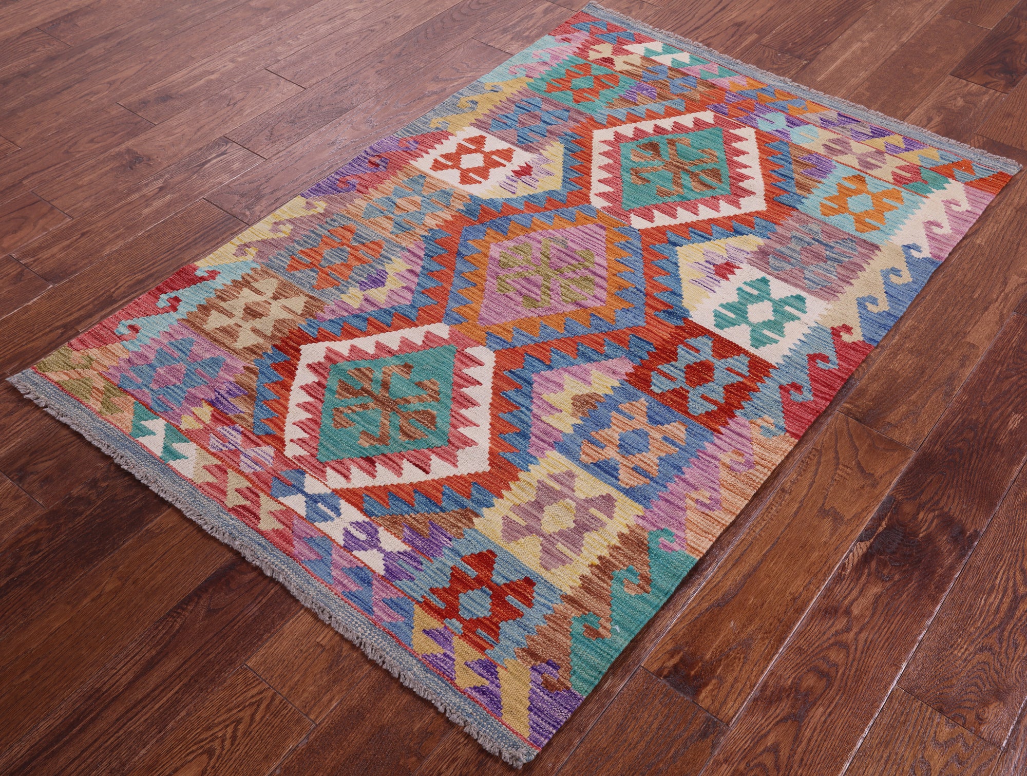 Reversible Kilim Flat Weave Wool On Wool Rug - 3' 3" X 4' 11" - Golden Nile