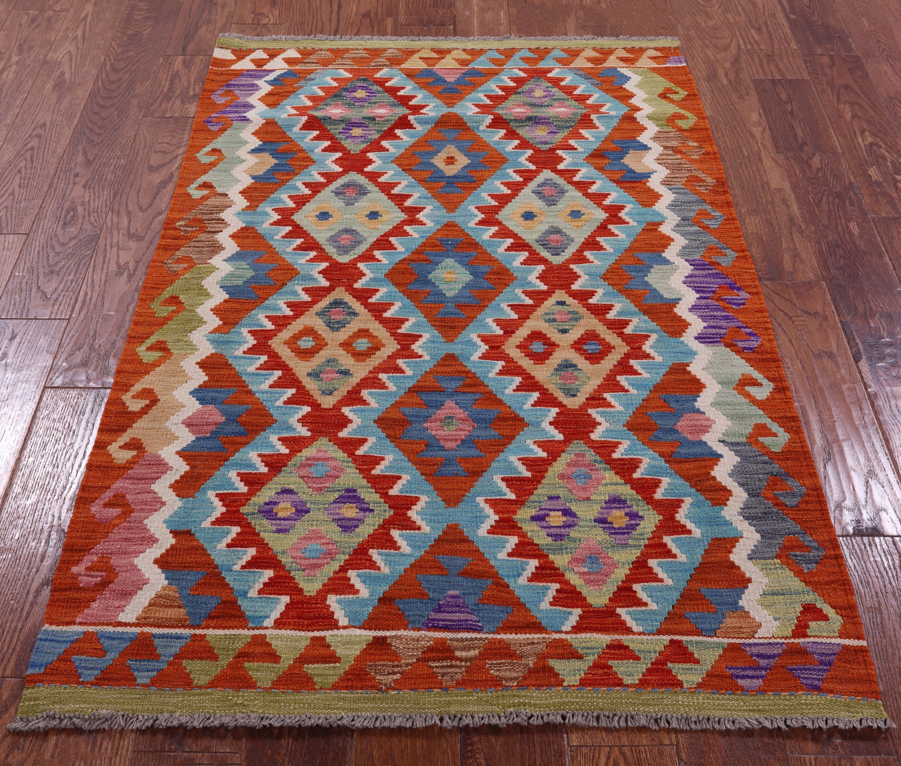 Reversible Kilim Flat Weave Wool On Wool Rug - 3' 5" X 5' 4" - Golden Nile