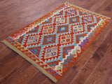 Reversible Kilim Flat Weave Wool On Wool Rug - 3' 5" X 5' 4" - Golden Nile