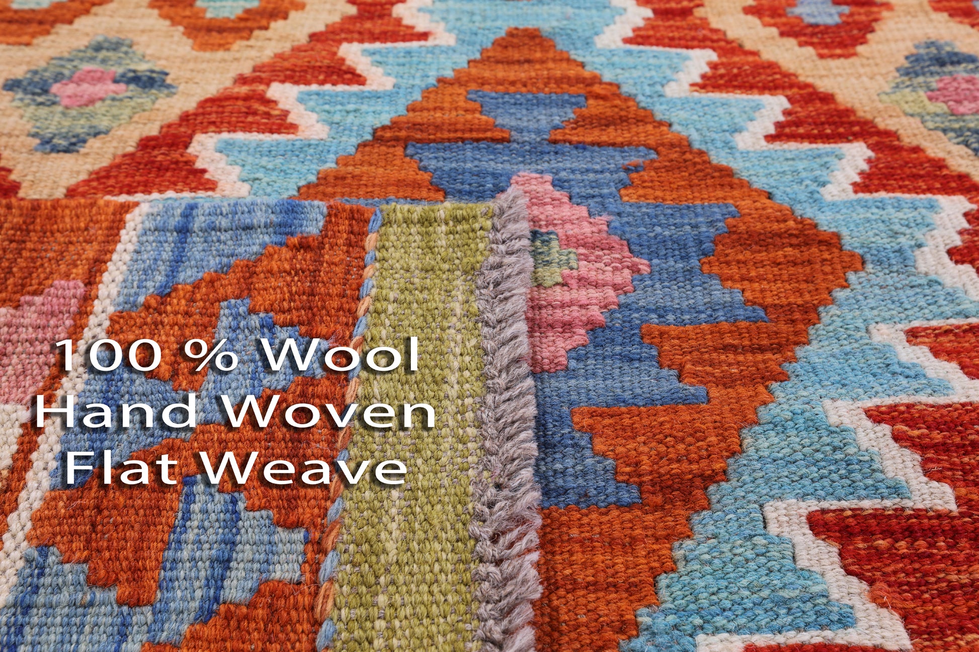 Reversible Kilim Flat Weave Wool On Wool Rug - 3' 5" X 5' 4" - Golden Nile