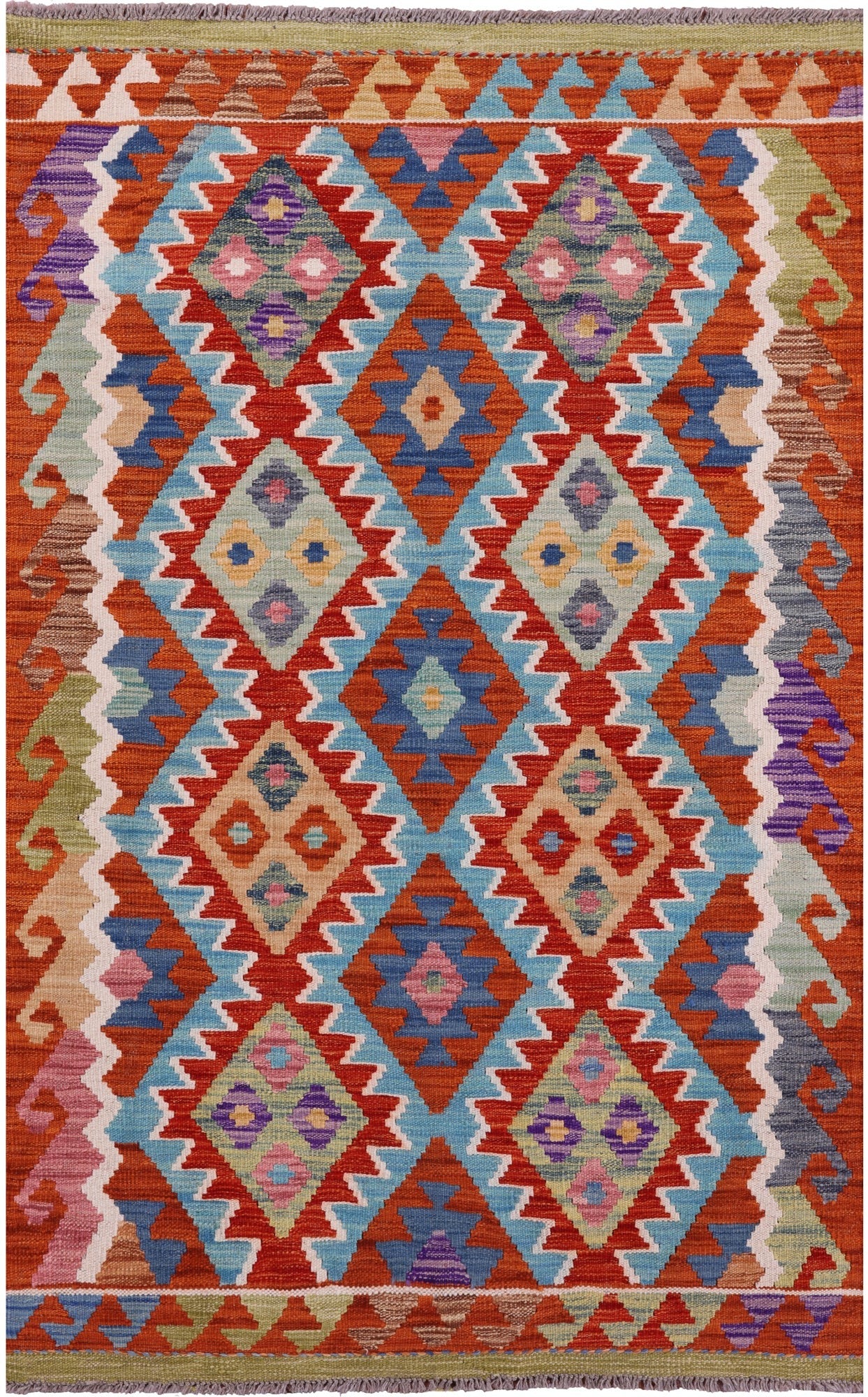 Reversible Kilim Flat Weave Wool On Wool Rug - 3' 5" X 5' 4" - Golden Nile