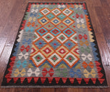 Reversible Kilim Flat Weave Wool On Wool Rug - 3' 5" X 5' 1" - Golden Nile