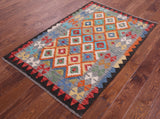 Reversible Kilim Flat Weave Wool On Wool Rug - 3' 5" X 5' 1" - Golden Nile