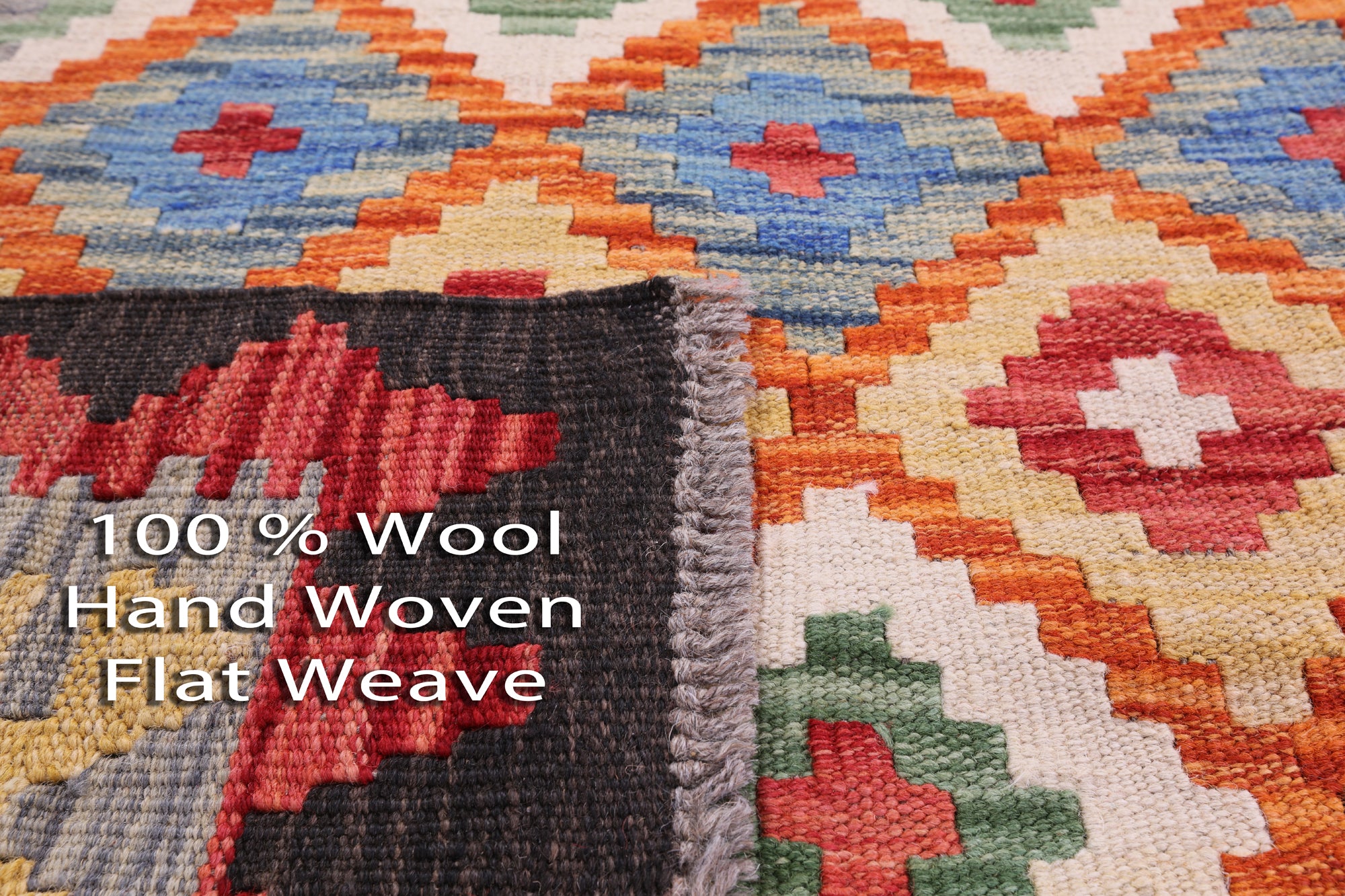 Reversible Kilim Flat Weave Wool On Wool Rug - 3' 5" X 5' 1" - Golden Nile