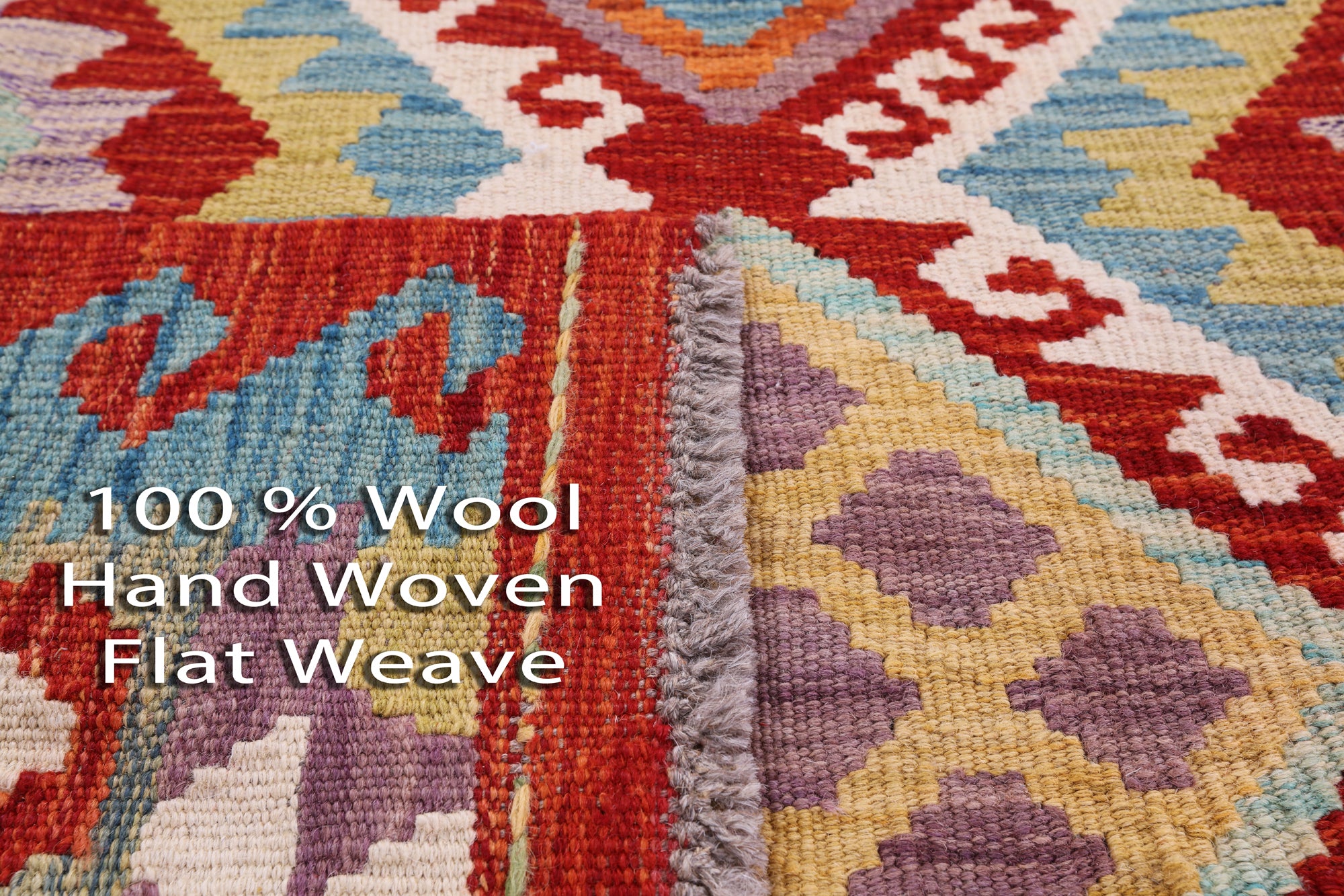 Reversible Kilim Flat Weave Wool On Wool Rug - 3' 7" X 4' 10" - Golden Nile