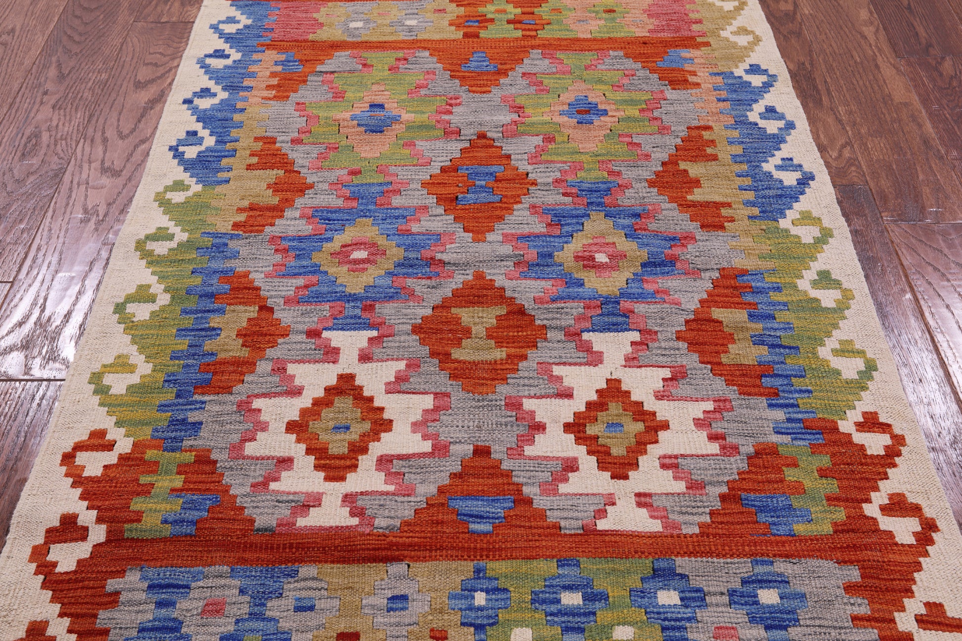 Reversible Kilim Flat Weave Wool On Wool Rug - 3' 2" X 4' 9" - Golden Nile