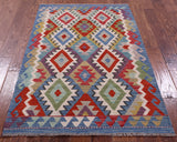 Reversible Kilim Flat Weave Wool On Wool Rug - 3' 5" X 5' 0" - Golden Nile