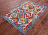 Reversible Kilim Flat Weave Wool On Wool Rug - 3' 5" X 5' 0" - Golden Nile