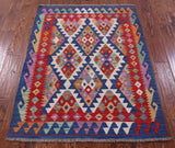 Reversible Kilim Flat Weave Wool On Wool Rug - 3' 6" X 4' 9" - Golden Nile