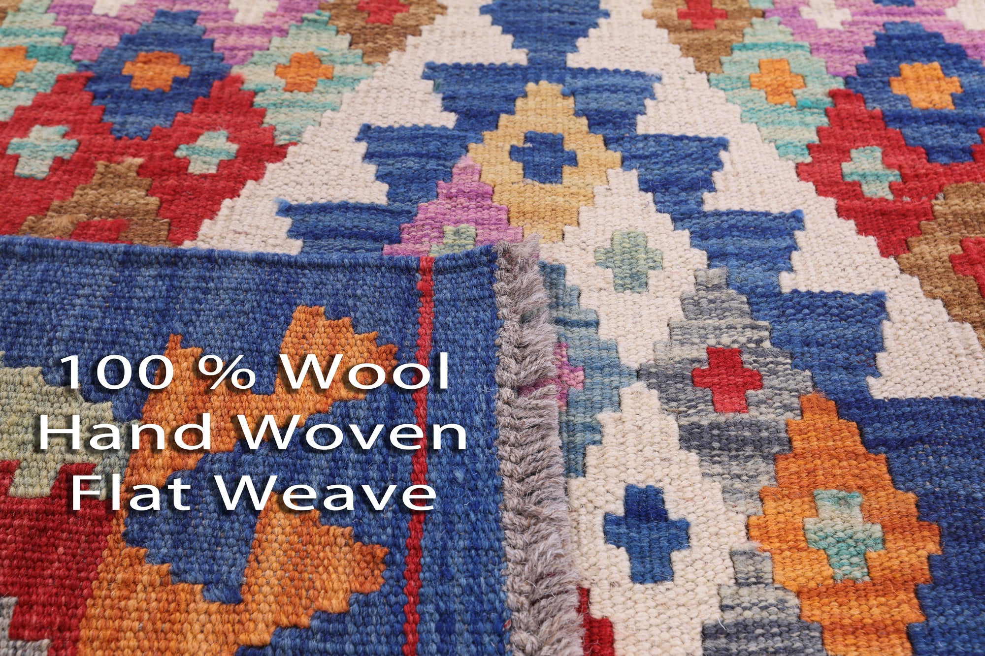 Reversible Kilim Flat Weave Wool On Wool Rug - 3' 6" X 4' 9" - Golden Nile