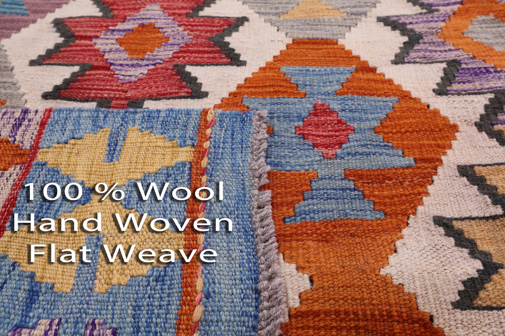 Reversible Kilim Flat Weave Wool On Wool Rug - 3' 5" X 4' 9" - Golden Nile