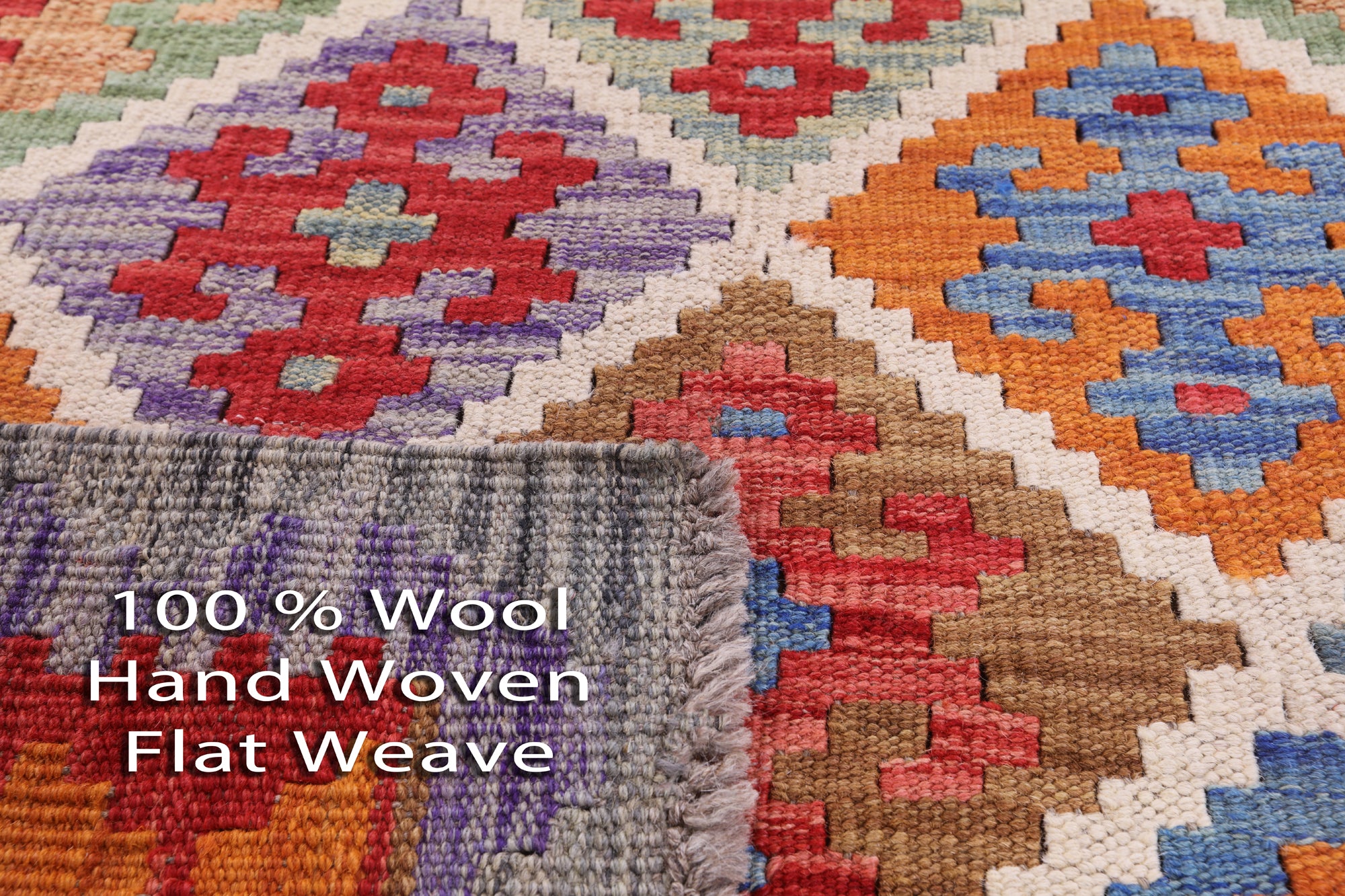 Reversible Kilim Flat Weave Wool On Wool Rug - 3' 4" X 4' 9" - Golden Nile