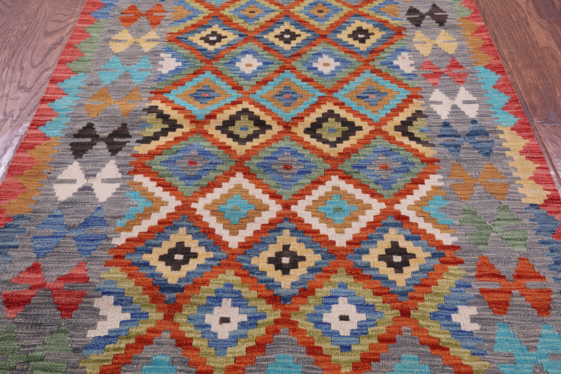 Reversible Kilim Flat Weave Wool On Wool Rug - 3' 4" X 4' 9" - Golden Nile