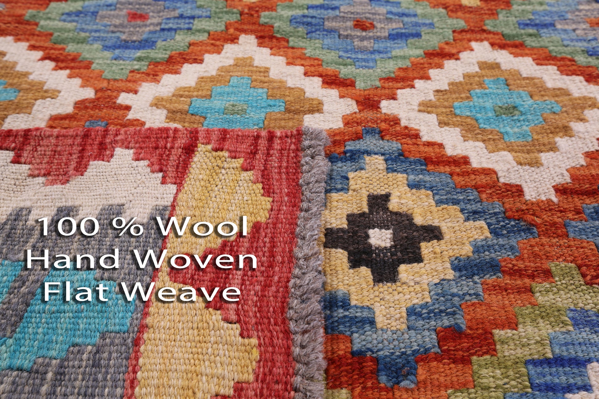 Reversible Kilim Flat Weave Wool On Wool Rug - 3' 4" X 4' 9" - Golden Nile