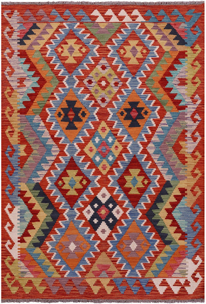 Reversible Kilim Flat Weave Wool On Wool Rug - 3' 7" X 5' 2" - Golden Nile