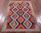 Reversible Kilim Flat Weave Wool On Wool Rug - 3' 5" X 5' 1" - Golden Nile