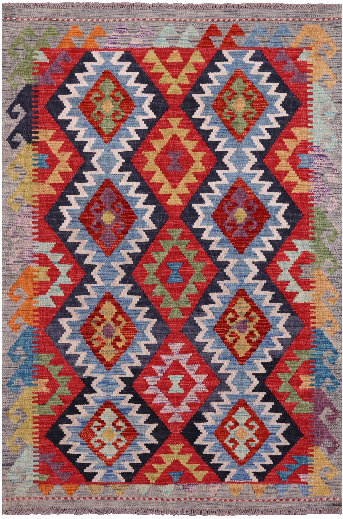 Reversible Kilim Flat Weave Wool On Wool Rug - 3' 5" X 5' 1" - Golden Nile