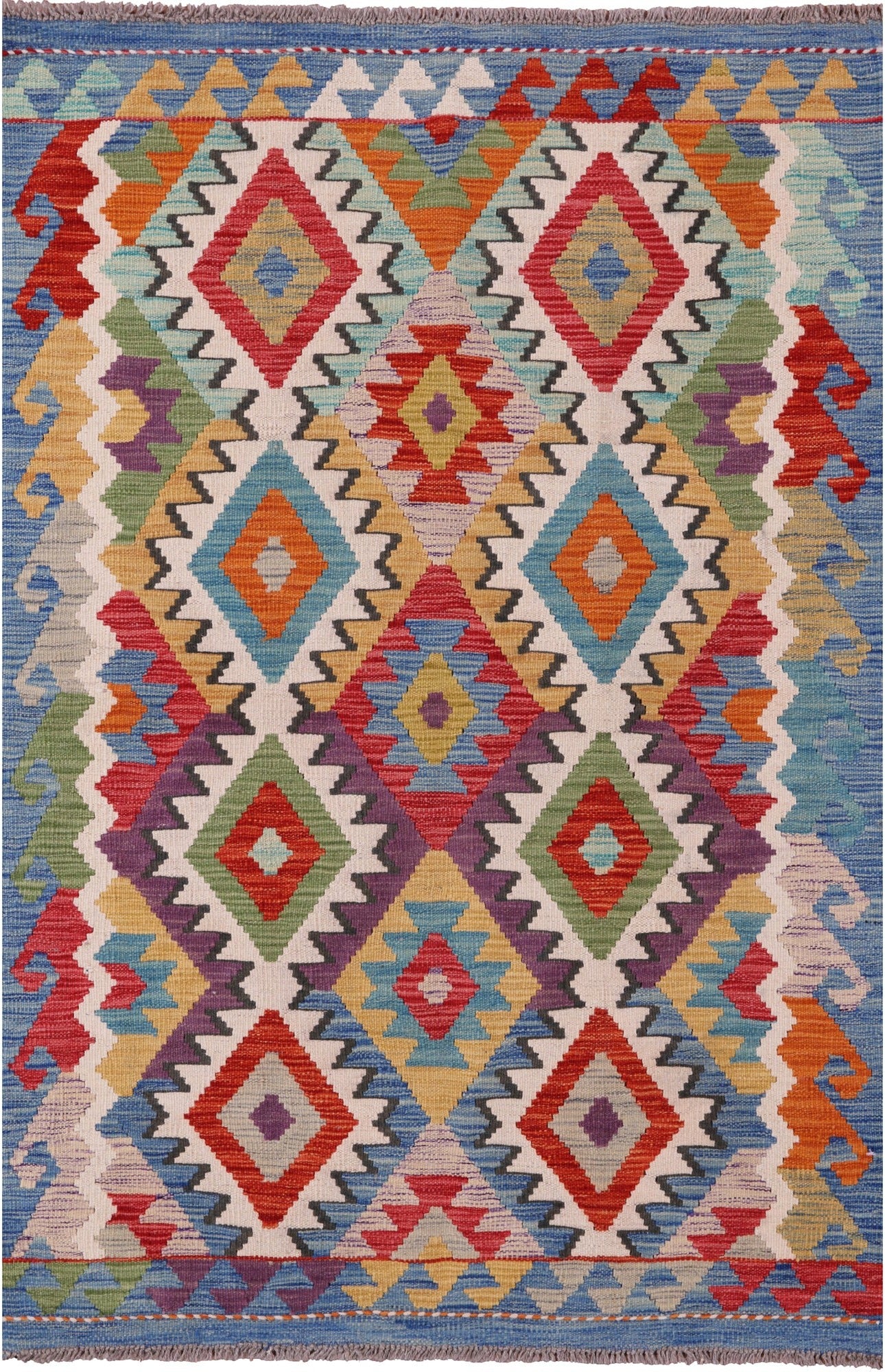 Reversible Kilim Flat Weave Wool On Wool Rug - 3' 5" X 5' 2" - Golden Nile
