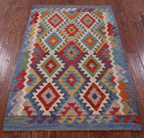 Reversible Kilim Flat Weave Wool On Wool Rug - 3' 5" X 5' 2" - Golden Nile