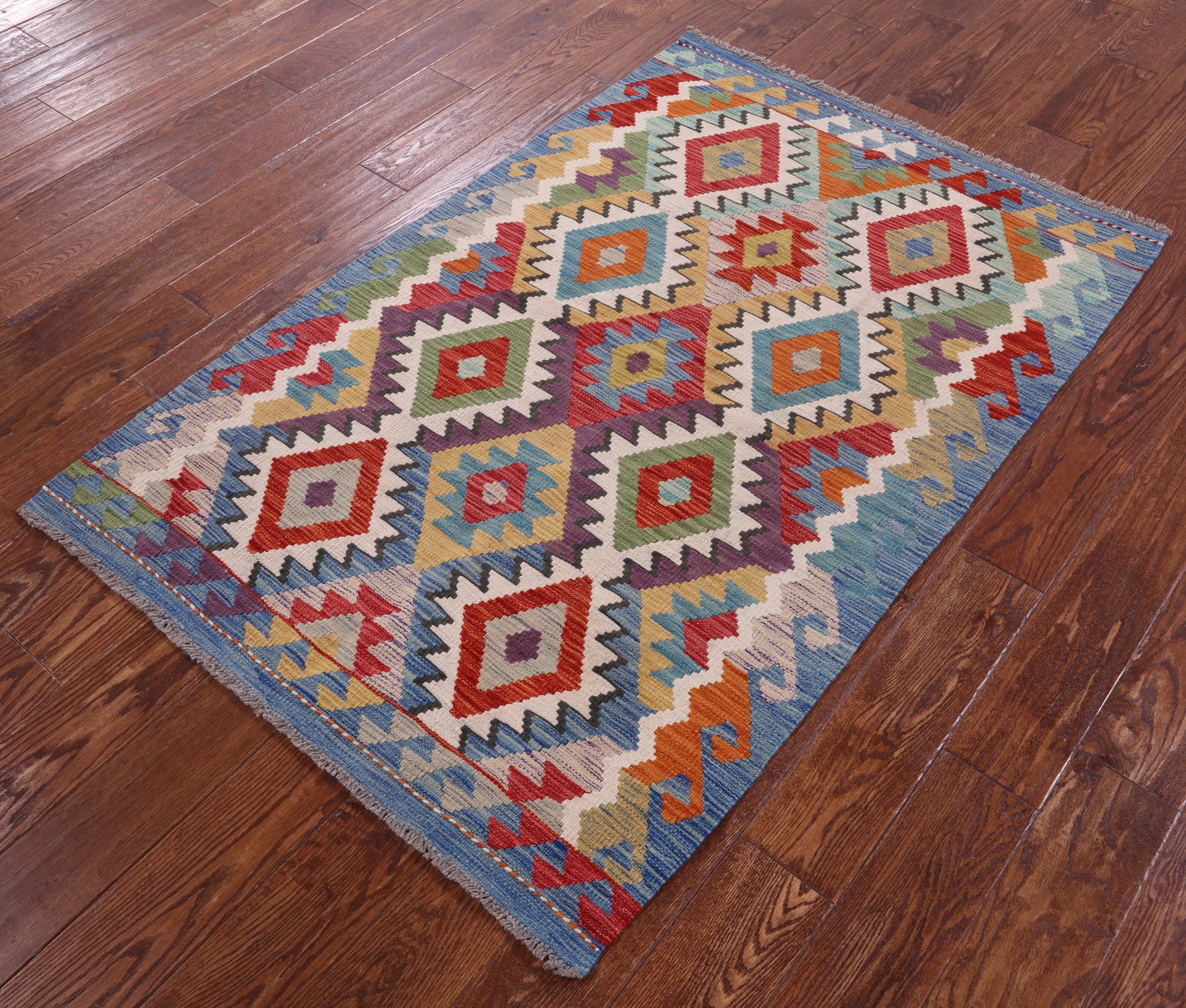Reversible Kilim Flat Weave Wool On Wool Rug - 3' 5" X 5' 2" - Golden Nile