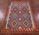 Reversible Kilim Flat Weave Wool On Wool Rug - 3' 6" X 5' 1" - Golden Nile