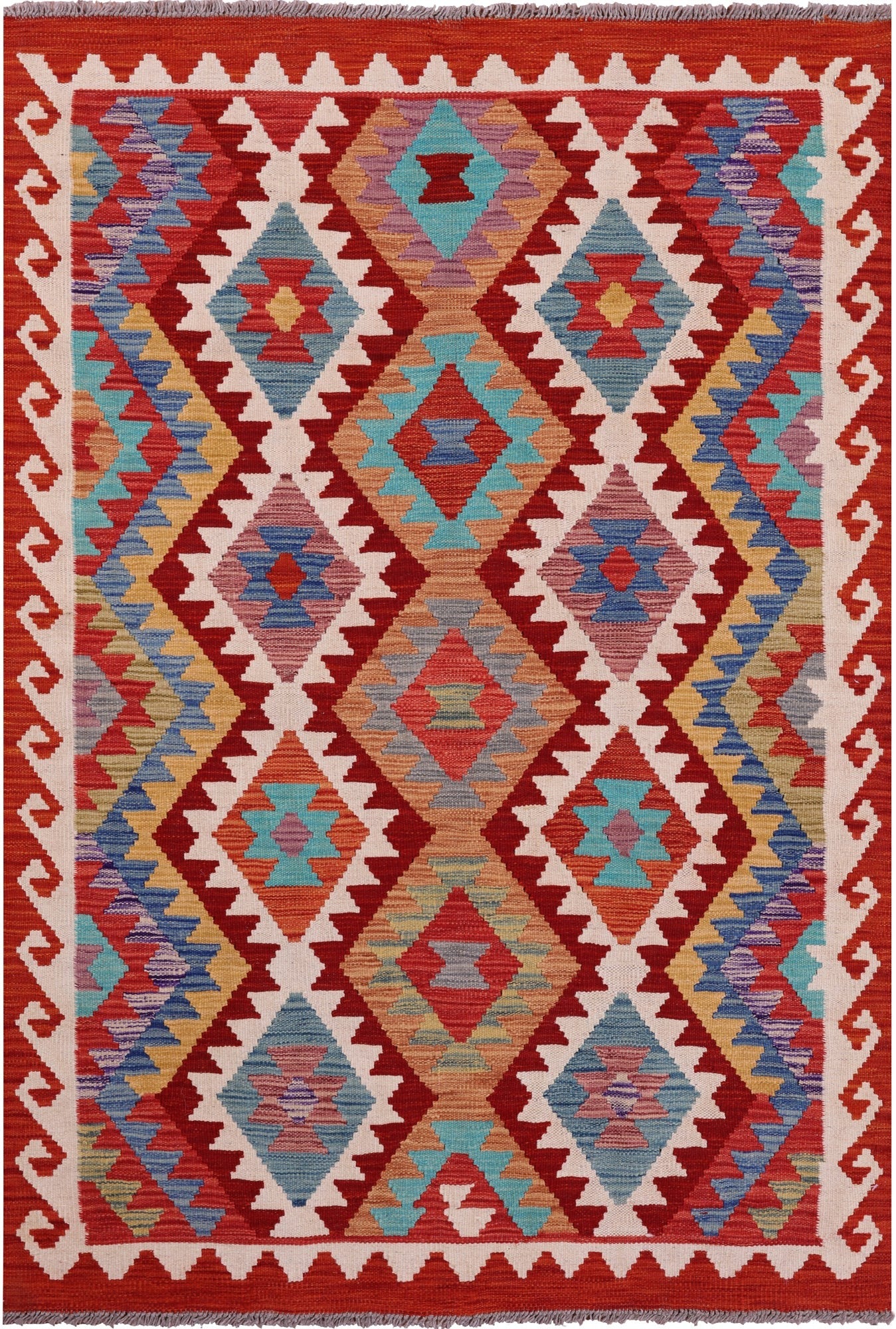Reversible Kilim Flat Weave Wool On Wool Rug - 3' 5" X 4' 11" - Golden Nile