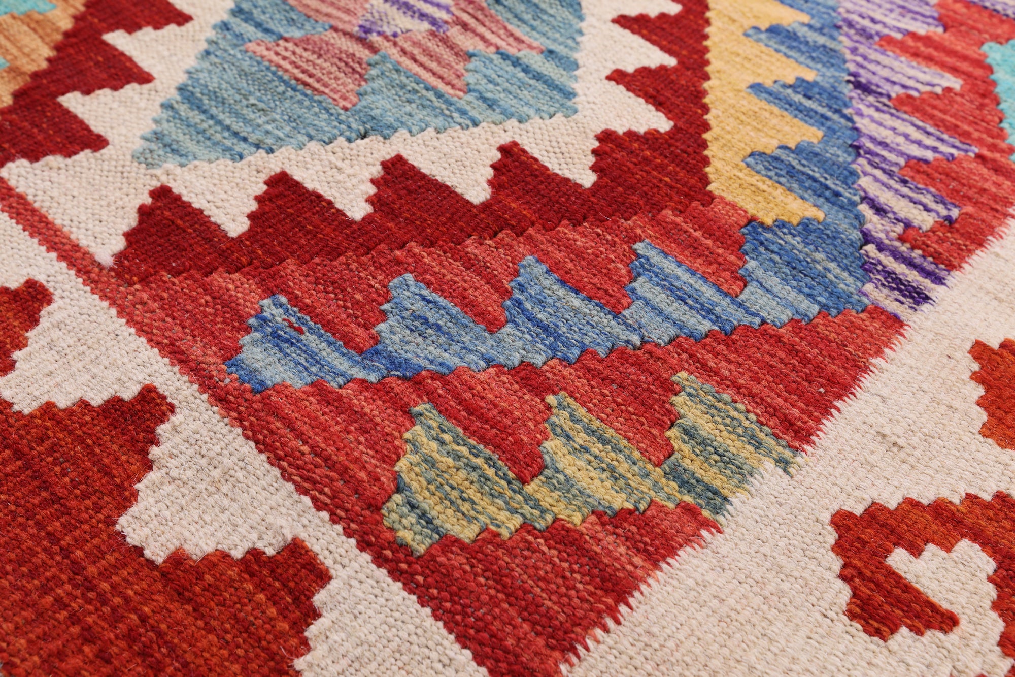 Reversible Kilim Flat Weave Wool On Wool Rug - 3' 5" X 4' 11" - Golden Nile