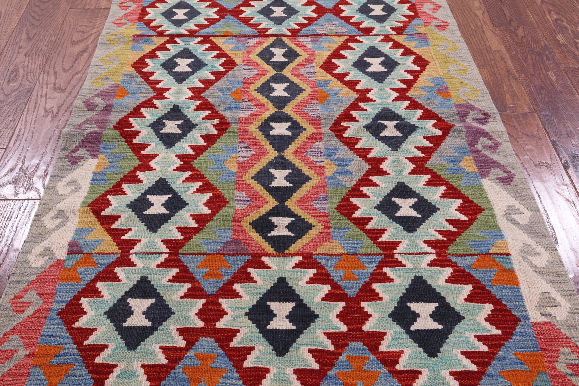 Reversible Kilim Flat Weave Wool On Wool Rug - 3' 5" X 4' 11" - Golden Nile