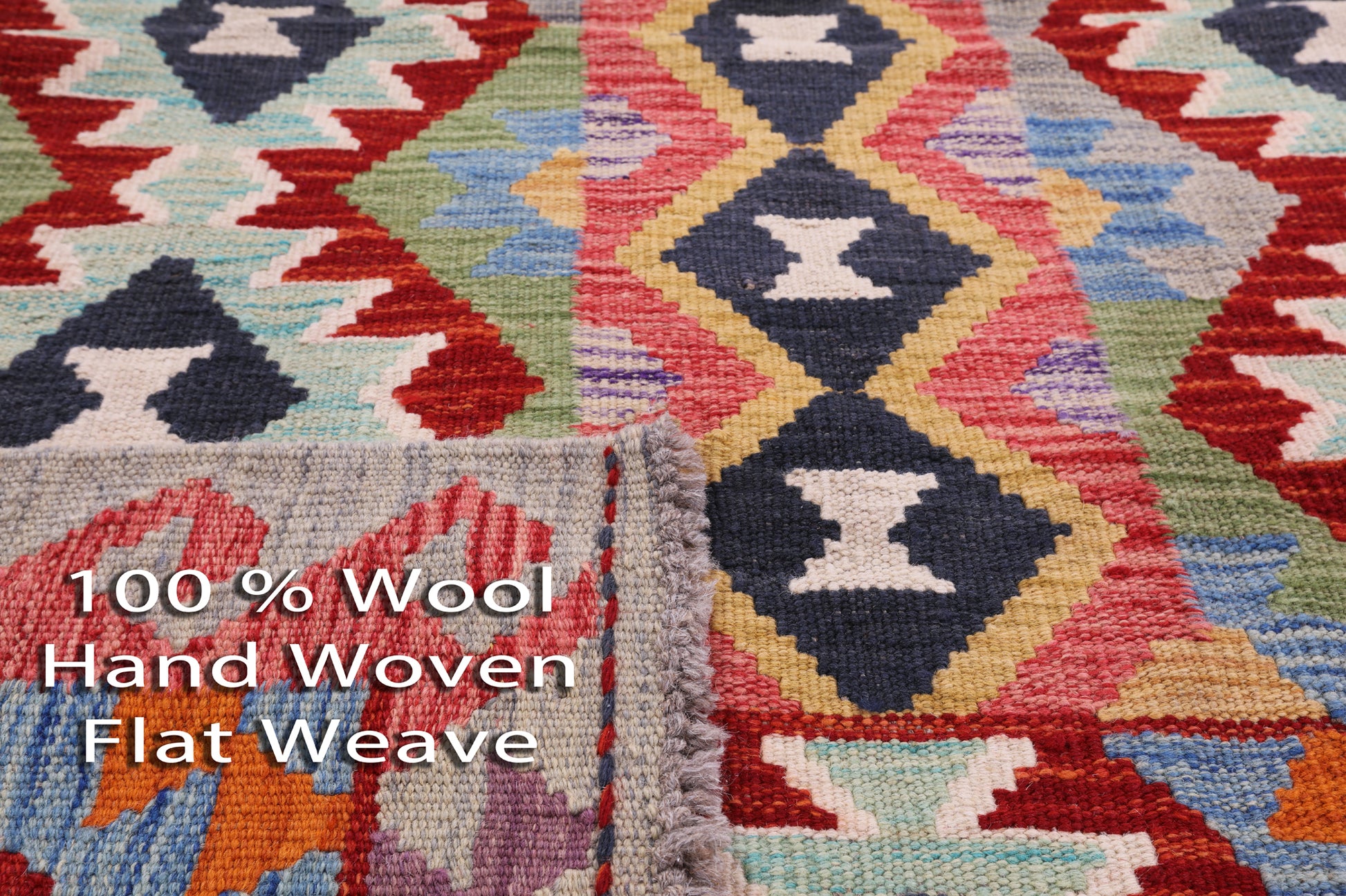 Reversible Kilim Flat Weave Wool On Wool Rug - 3' 5" X 4' 11" - Golden Nile