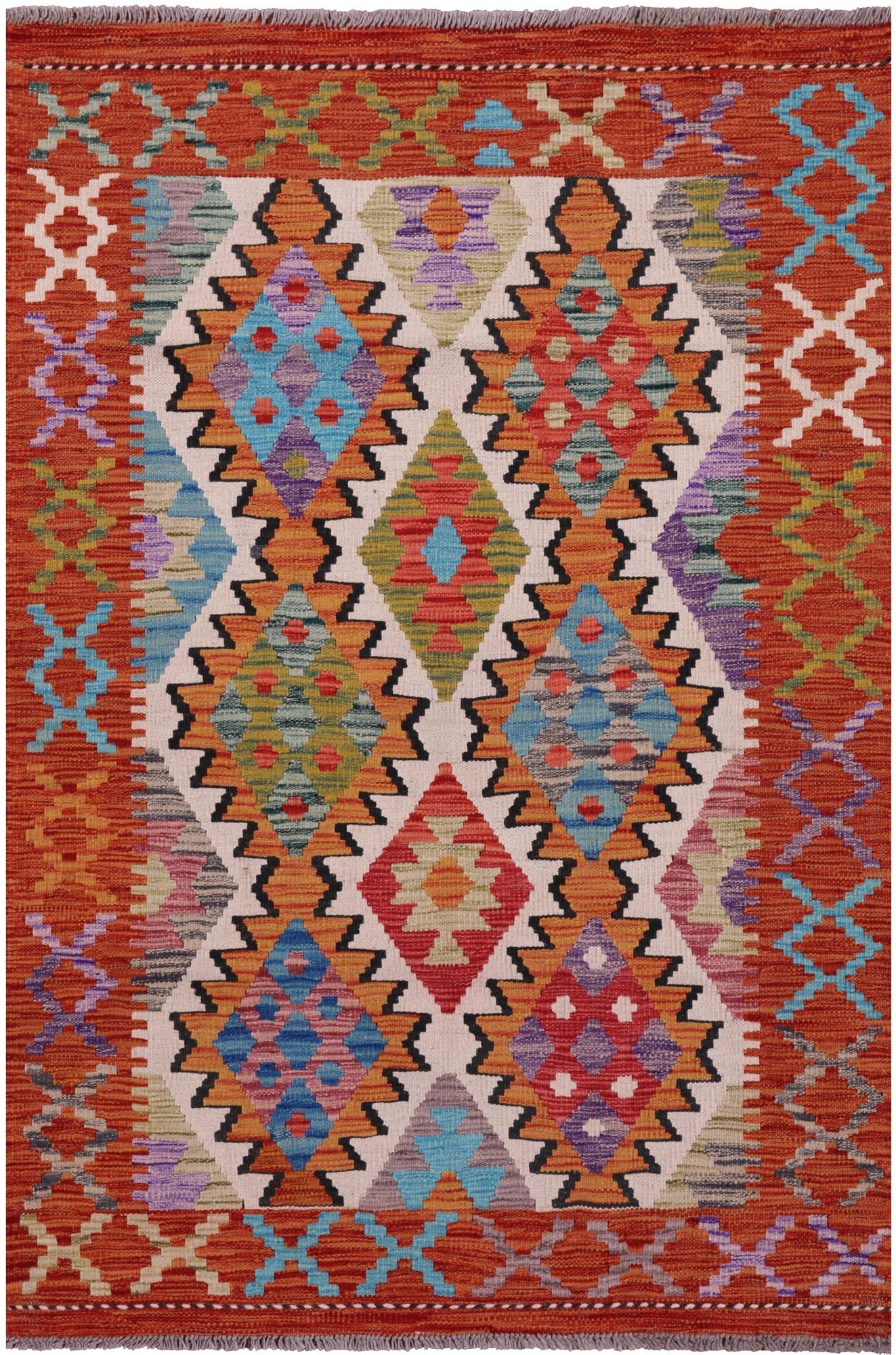 Reversible Kilim Flat Weave Wool On Wool Rug - 3' 5" X 5' 1" - Golden Nile