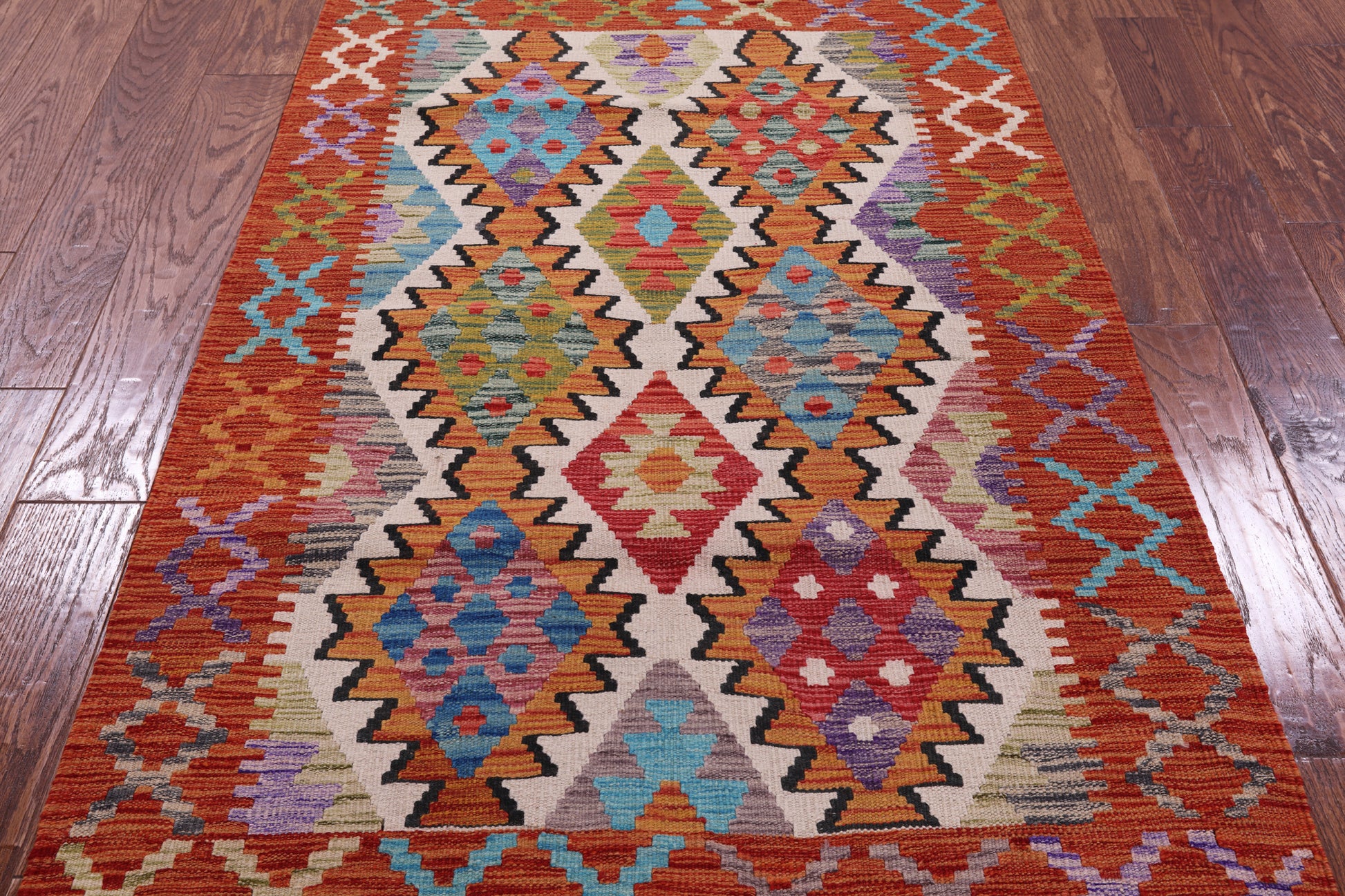 Reversible Kilim Flat Weave Wool On Wool Rug - 3' 5" X 5' 1" - Golden Nile