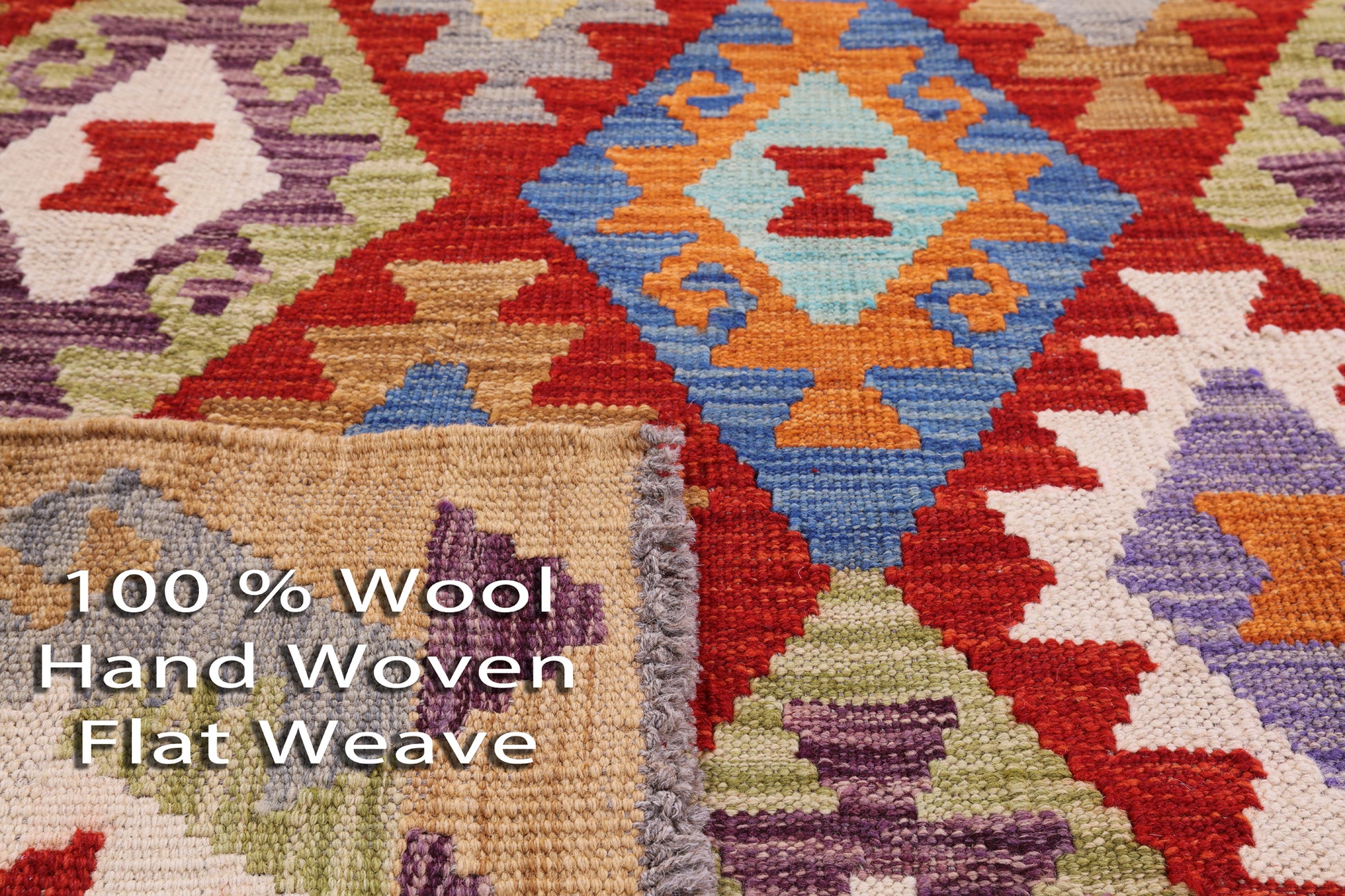 Reversible Kilim Flat Weave Wool On Wool Rug - 3' 5" X 4' 11" - Golden Nile