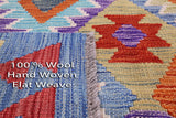 Reversible Kilim Flat Weave Wool On Wool Rug - 3' 5" X 4' 9" - Golden Nile