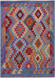 Reversible Kilim Flat Weave Wool On Wool Rug - 3' 5" X 4' 9" - Golden Nile