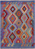Reversible Kilim Flat Weave Wool On Wool Rug - 3' 5" X 4' 9" - Golden Nile