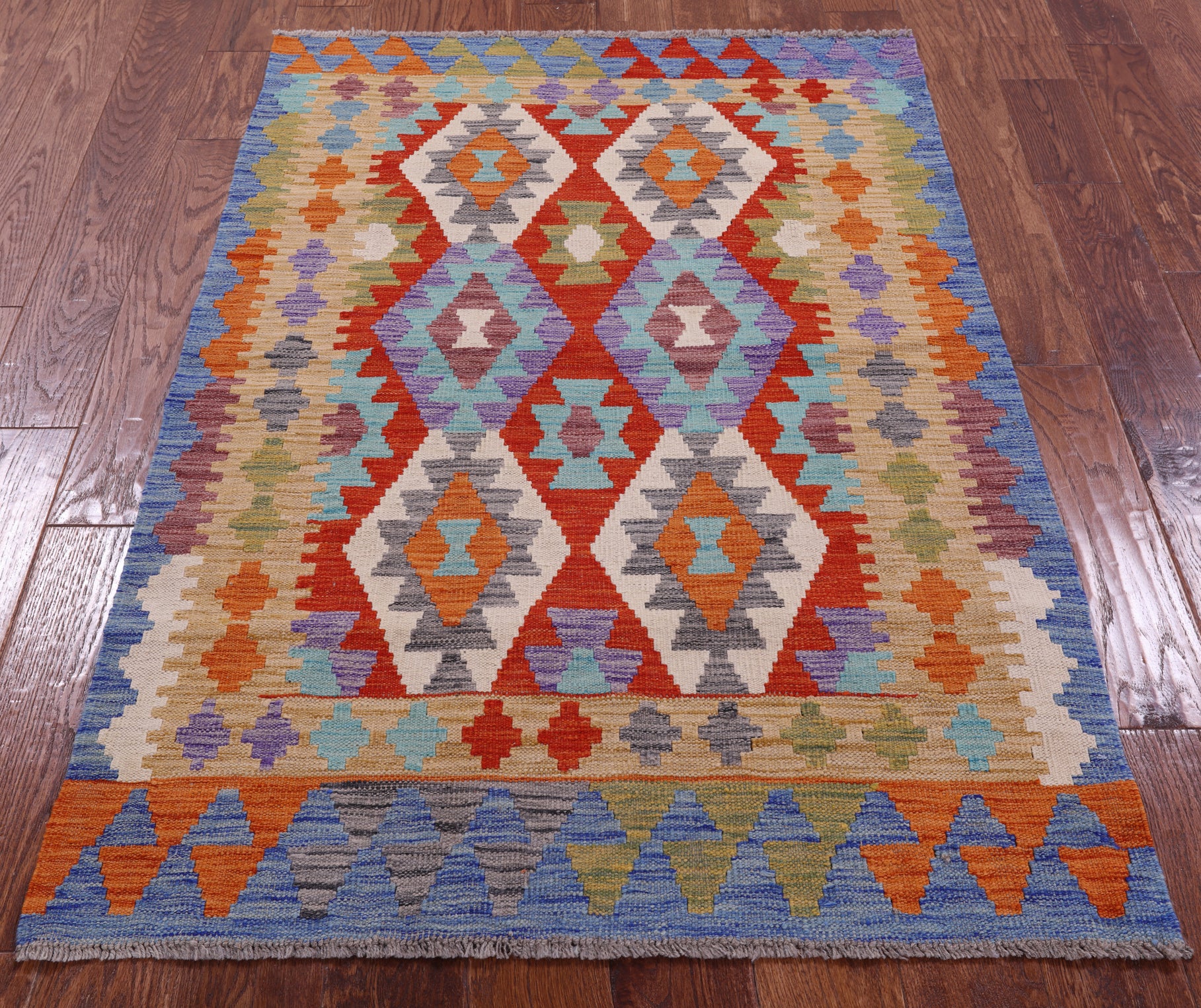 Reversible Kilim Flat Weave Wool On Wool Rug - 3' 5" X 5' 0" - Golden Nile